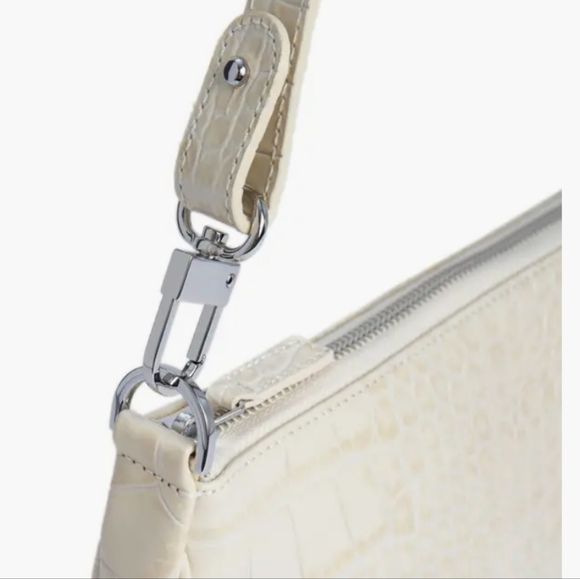 By Far Rachel Croc Embossed Leather Bag in Cream - Picture 4 of 5